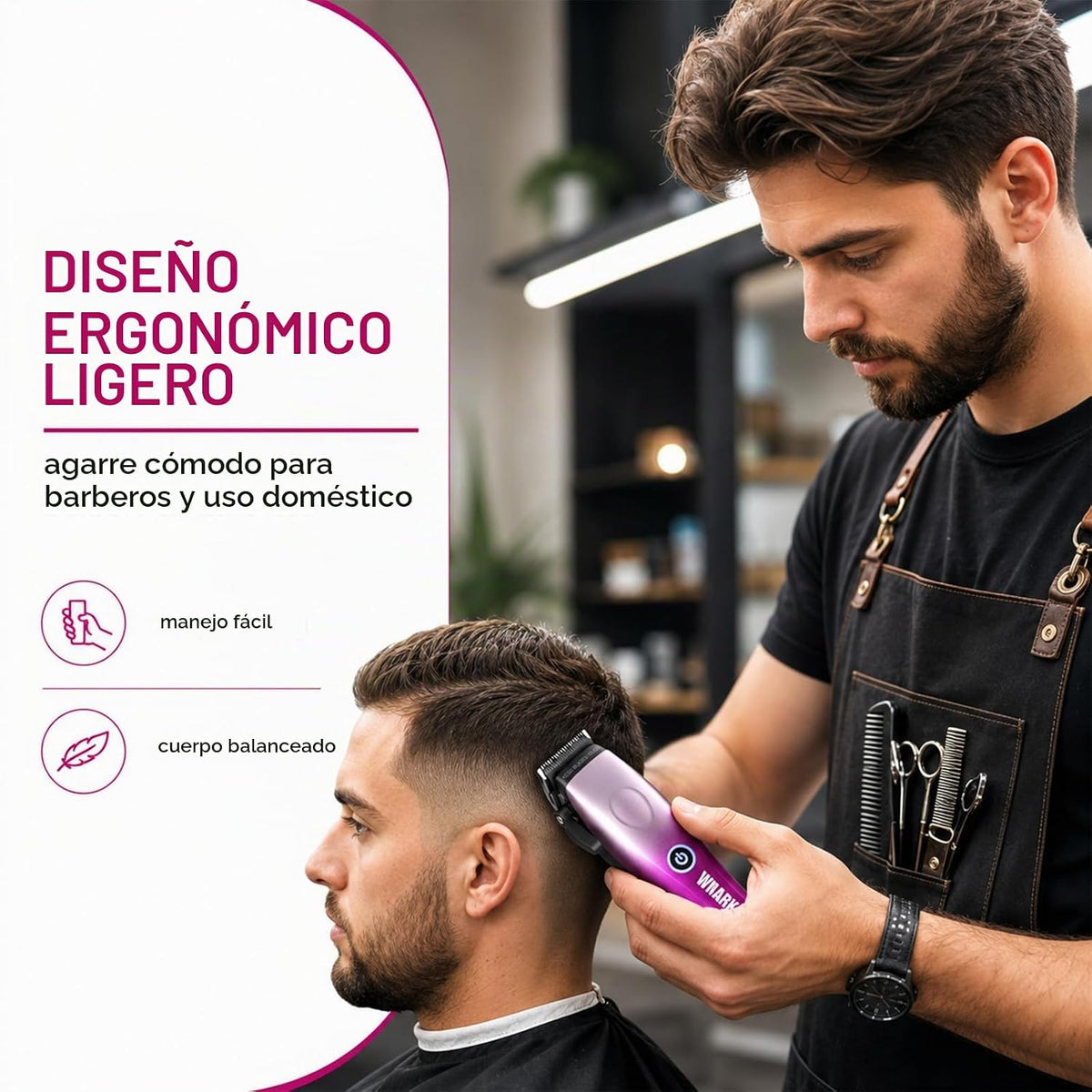WMARK Cortapelos inalámbrico recargable profesional, hoja fija de m...