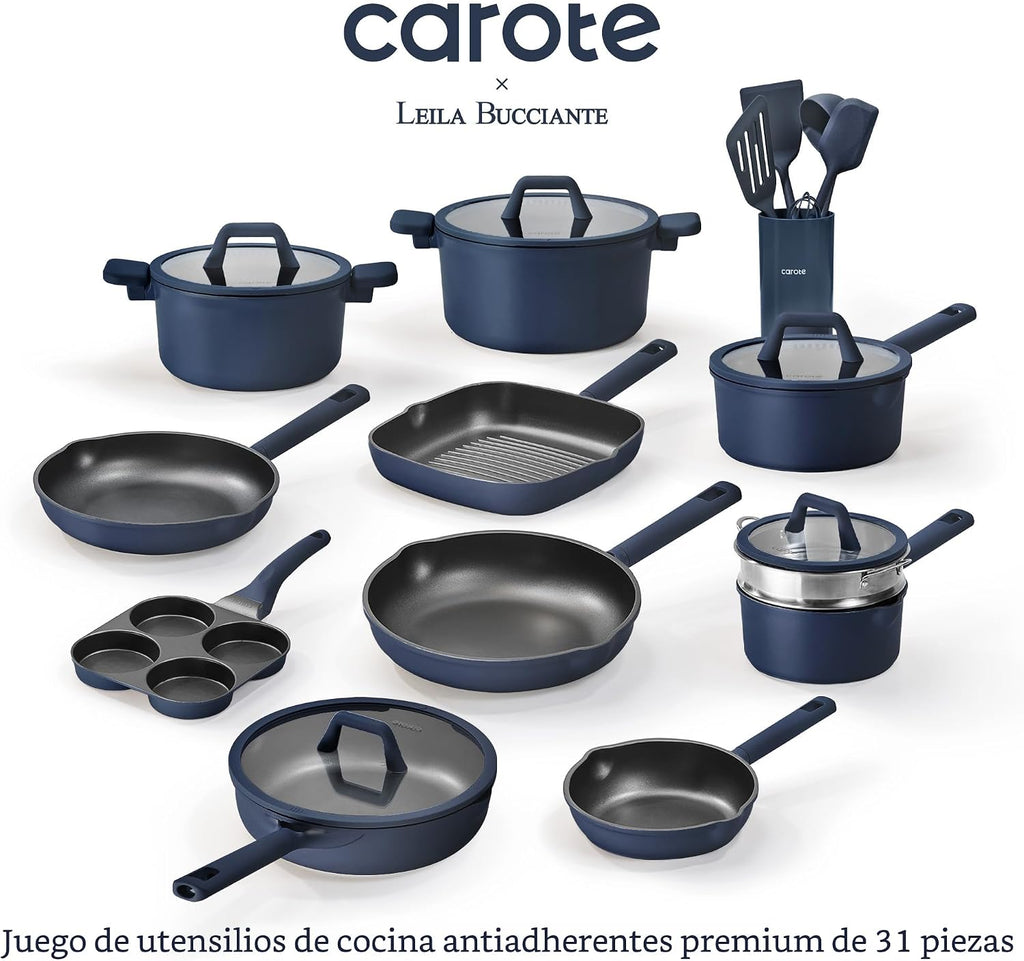 CAROTE - Juego de 31 ollas y sartenes, juego de utensilios de cocin...
