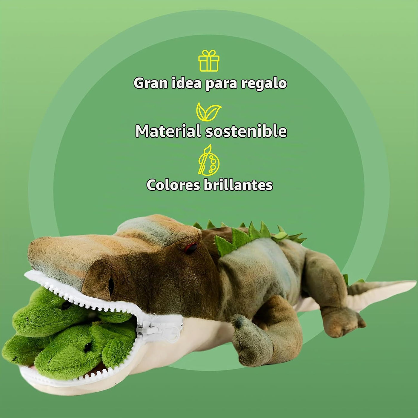 PREXTEX Juguetes de peluche de cocodrilo con 3 animales de peluche...