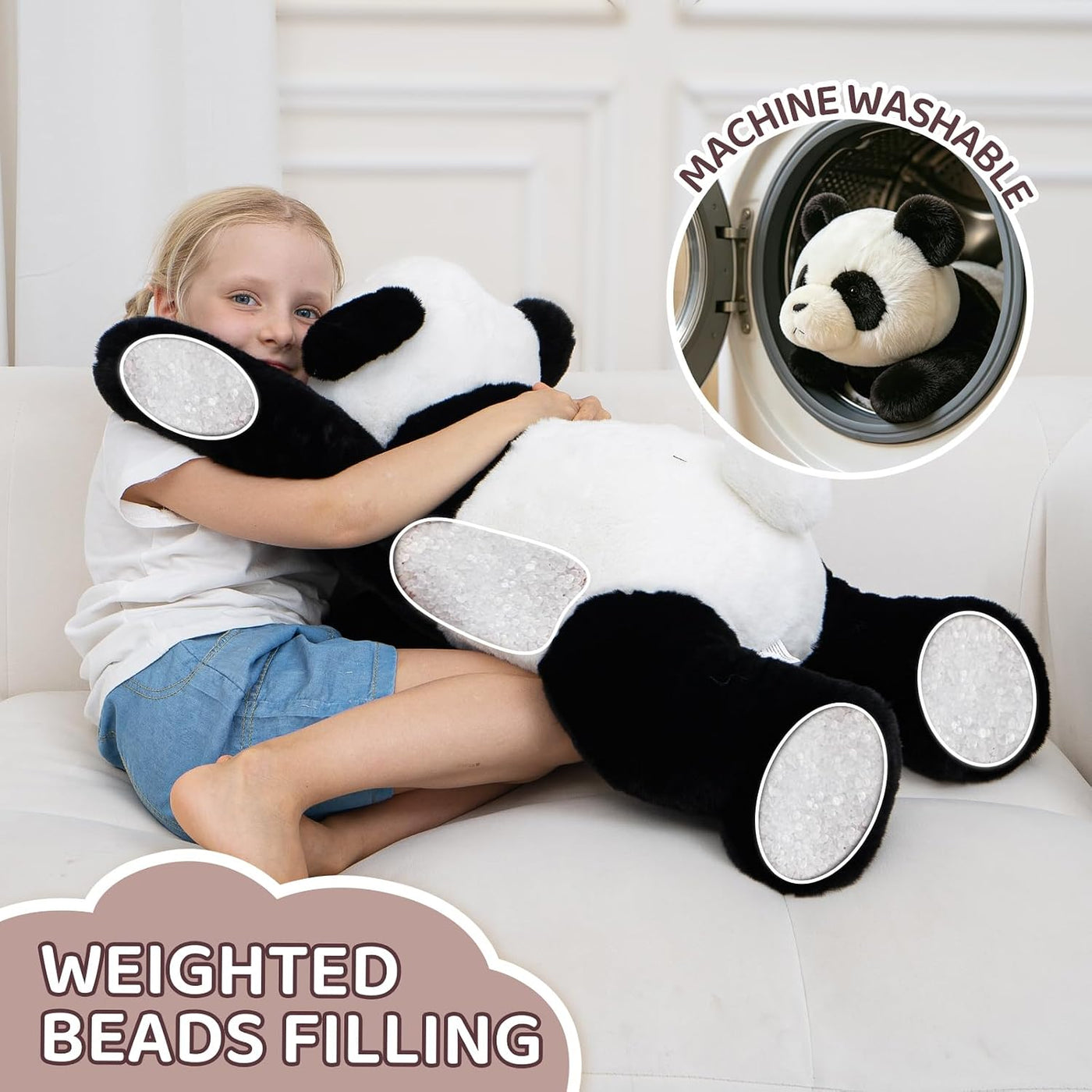 HAIJUNYA Animales con peso de panda de 32 pulgadas, 5 libras, jugue...
