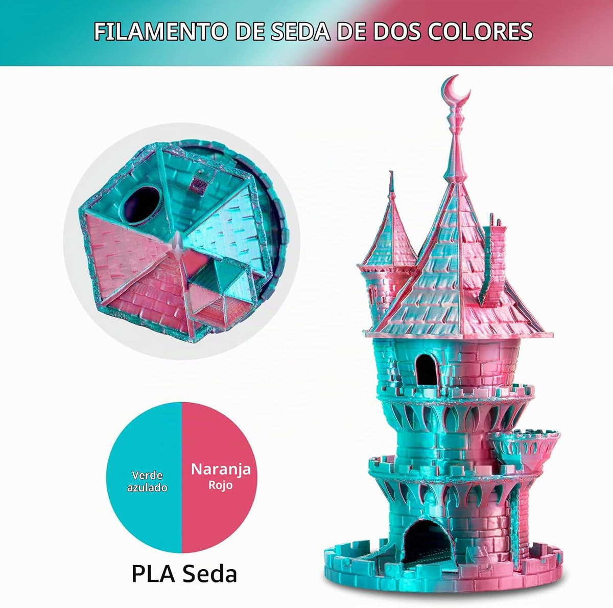 ERYONE Filamento de seda de color dual PLA para impresora 3D de 1.7...