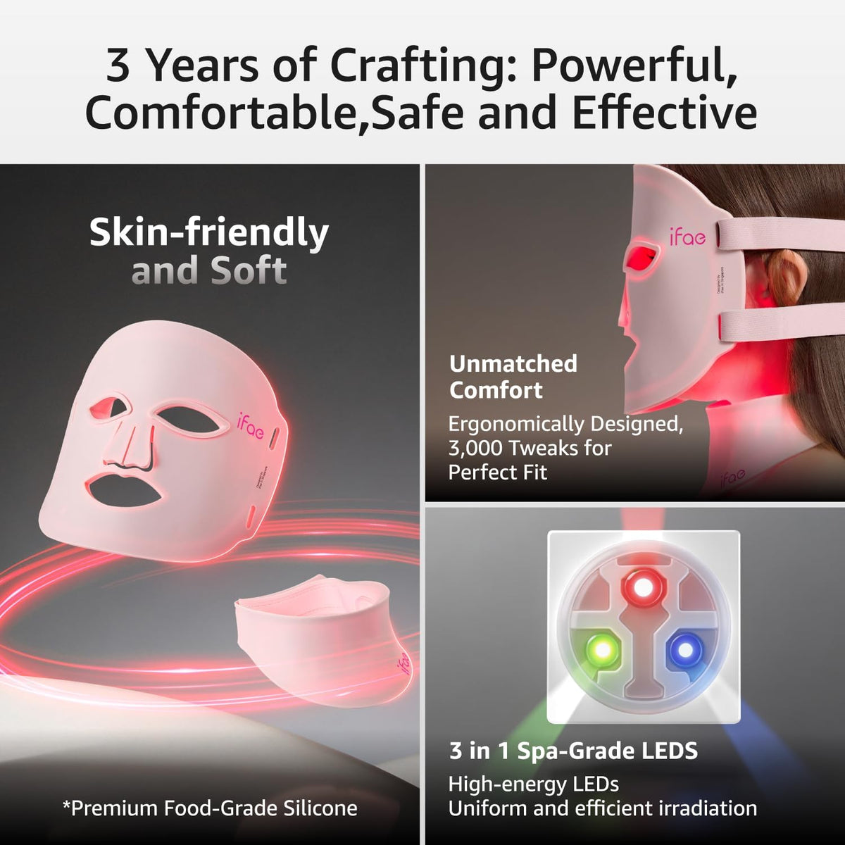 Máscara de terapia de luz roja para cara y cuello con 396 LED | 850...