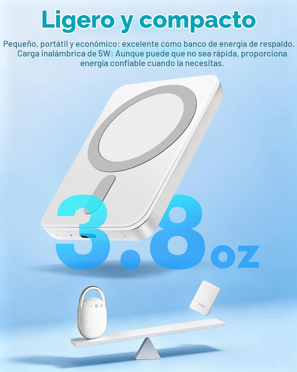 Miady Paquete de 2 cargadores portátiles magnéticos para iPhone 500...