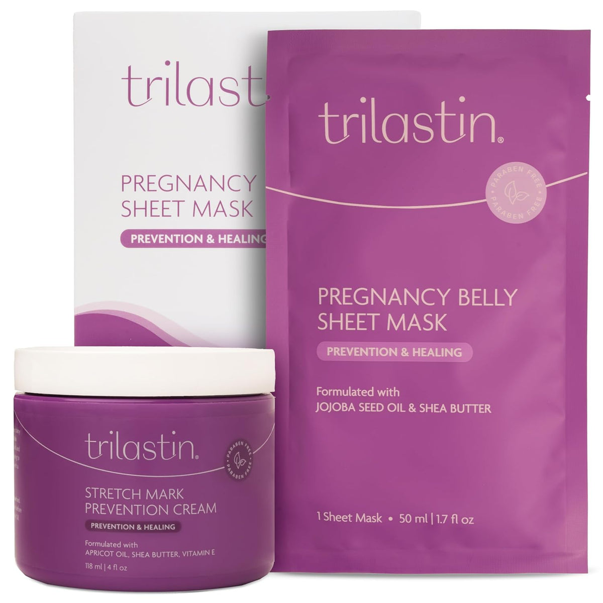 TriLASTIN Paquete de crema para estrías y mascarilla para el vientr...