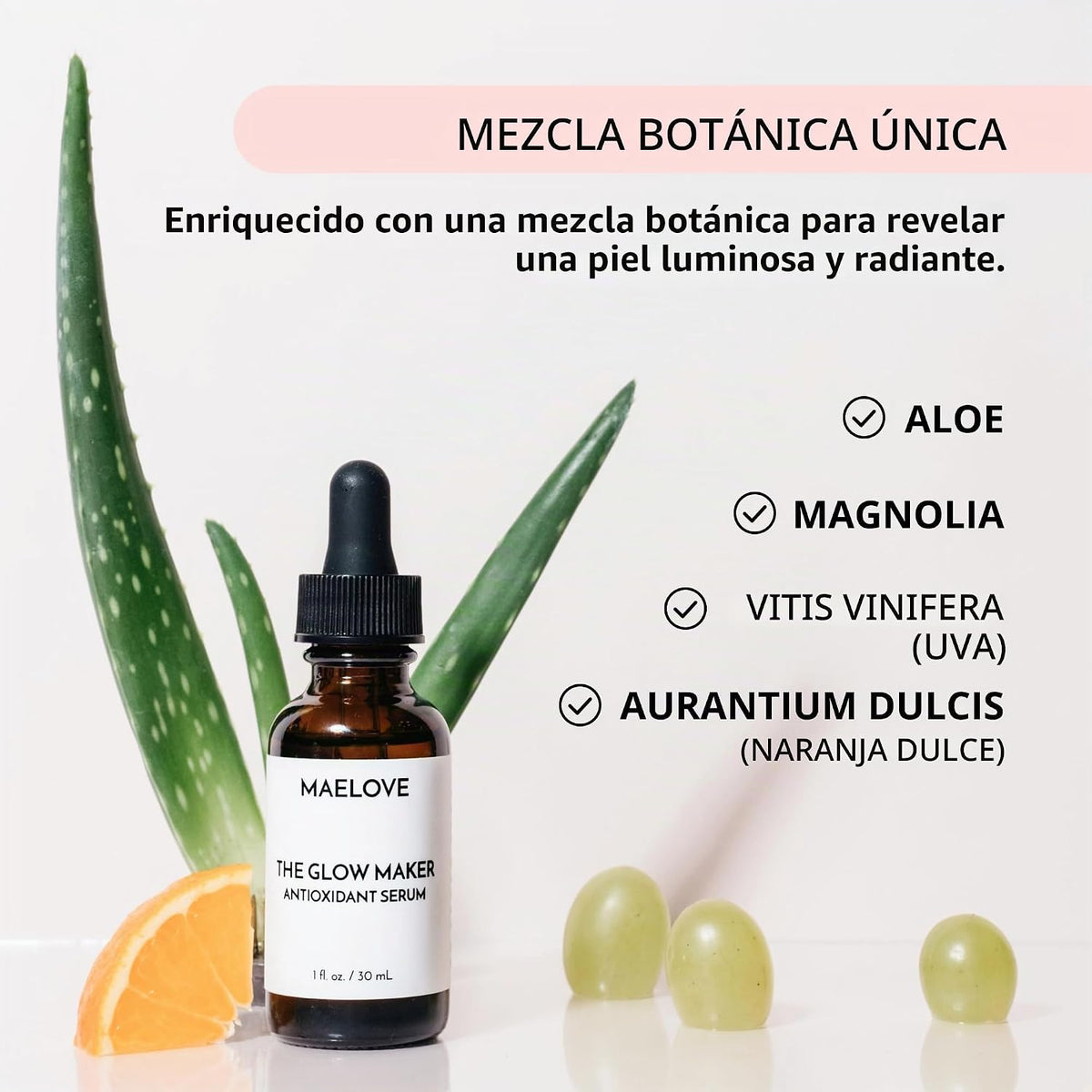 MAELOVE Glow Maker - Suero de vitamina C con vitamina E, ácido ferú...