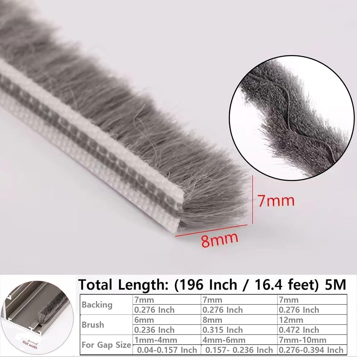 Zjclx 5m (16 pies) Cepillo para intemperie con ranura para tarjeta,...