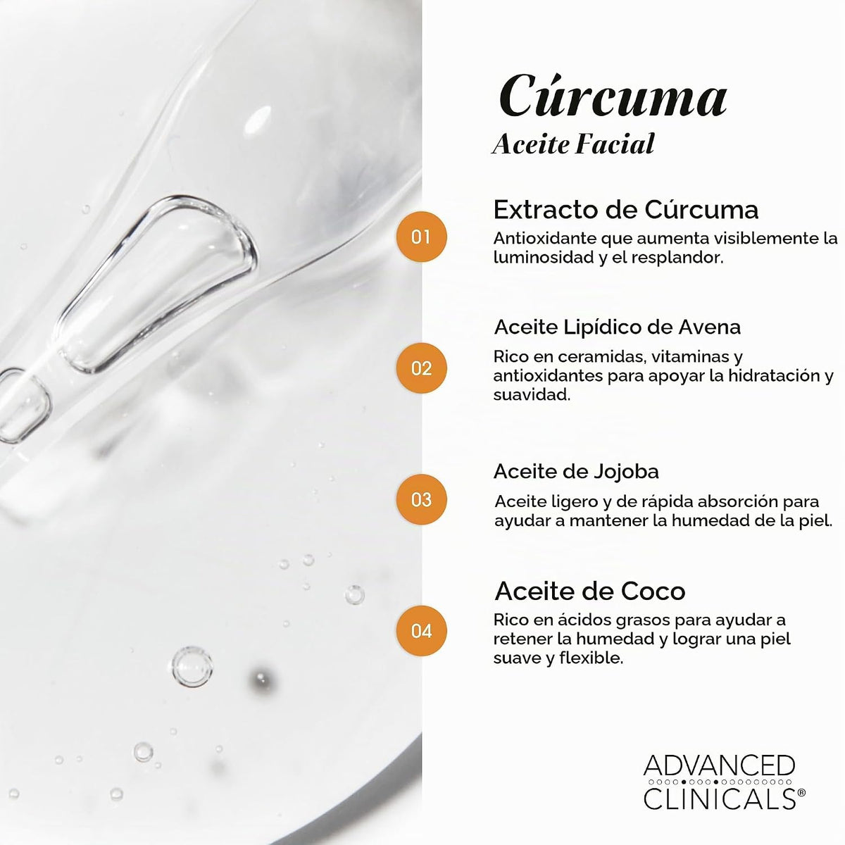 Advanced Clinicals Suero facial de colágeno + aceite de cúrcuma, su...