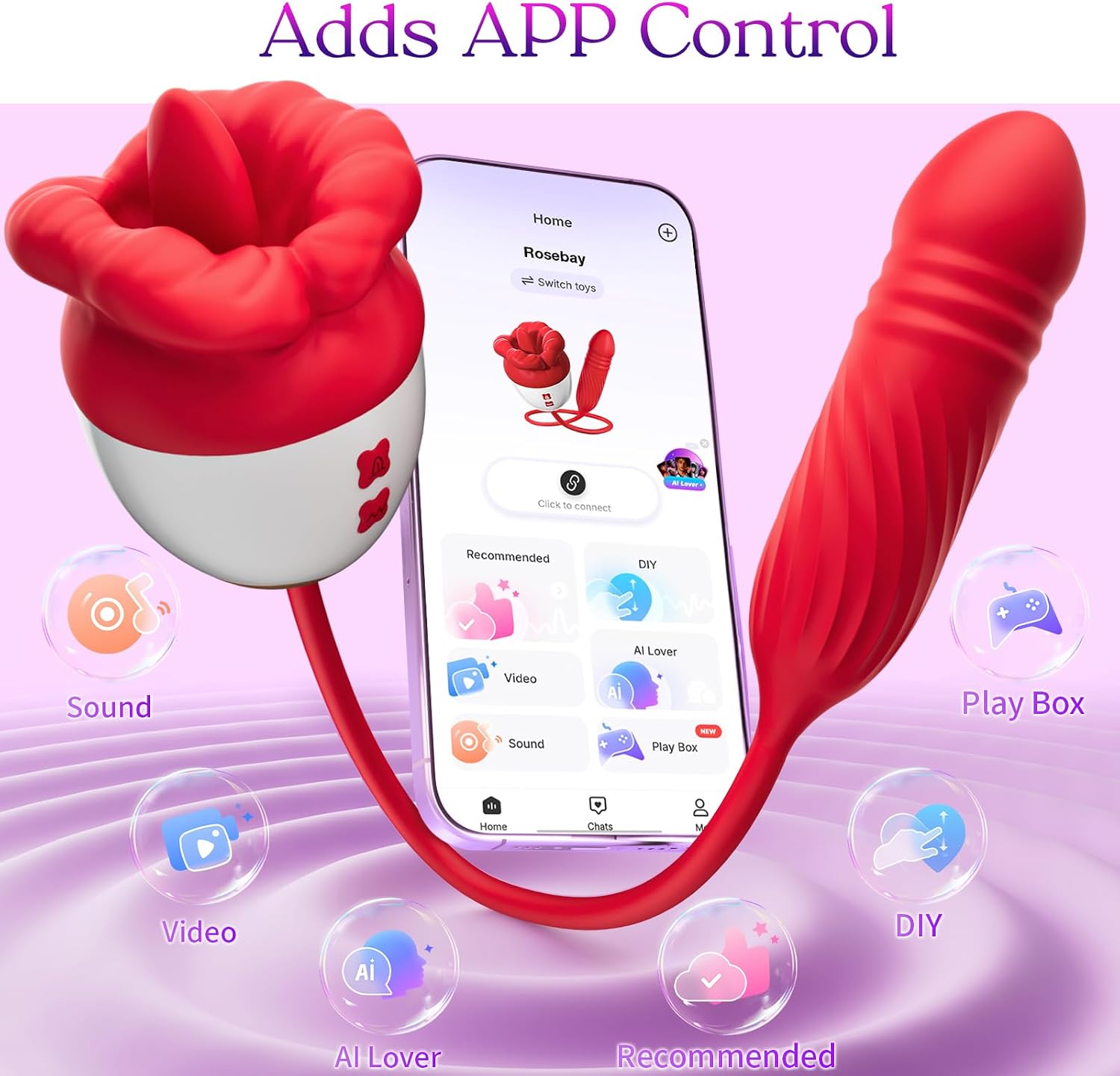 Vibrador de juguete de rosa para mujeres - MOOLIGIRL Control de apl...
