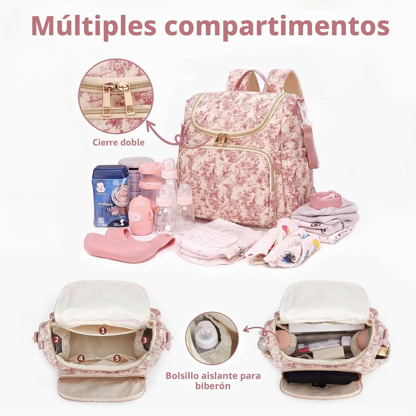 YESFIXS Mochila acolchada para pañales, mochila grande con estampad...