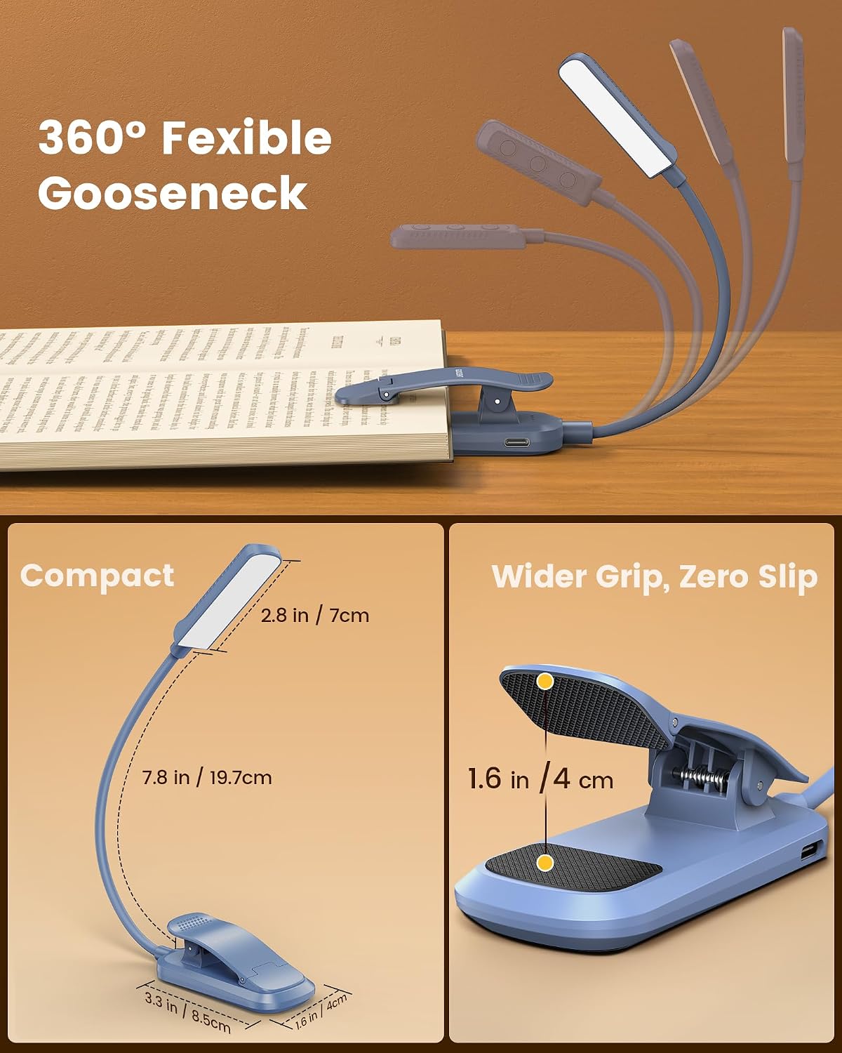 Glocusent Paquete de 2 luces para libros, luz de lectura flexible p...
