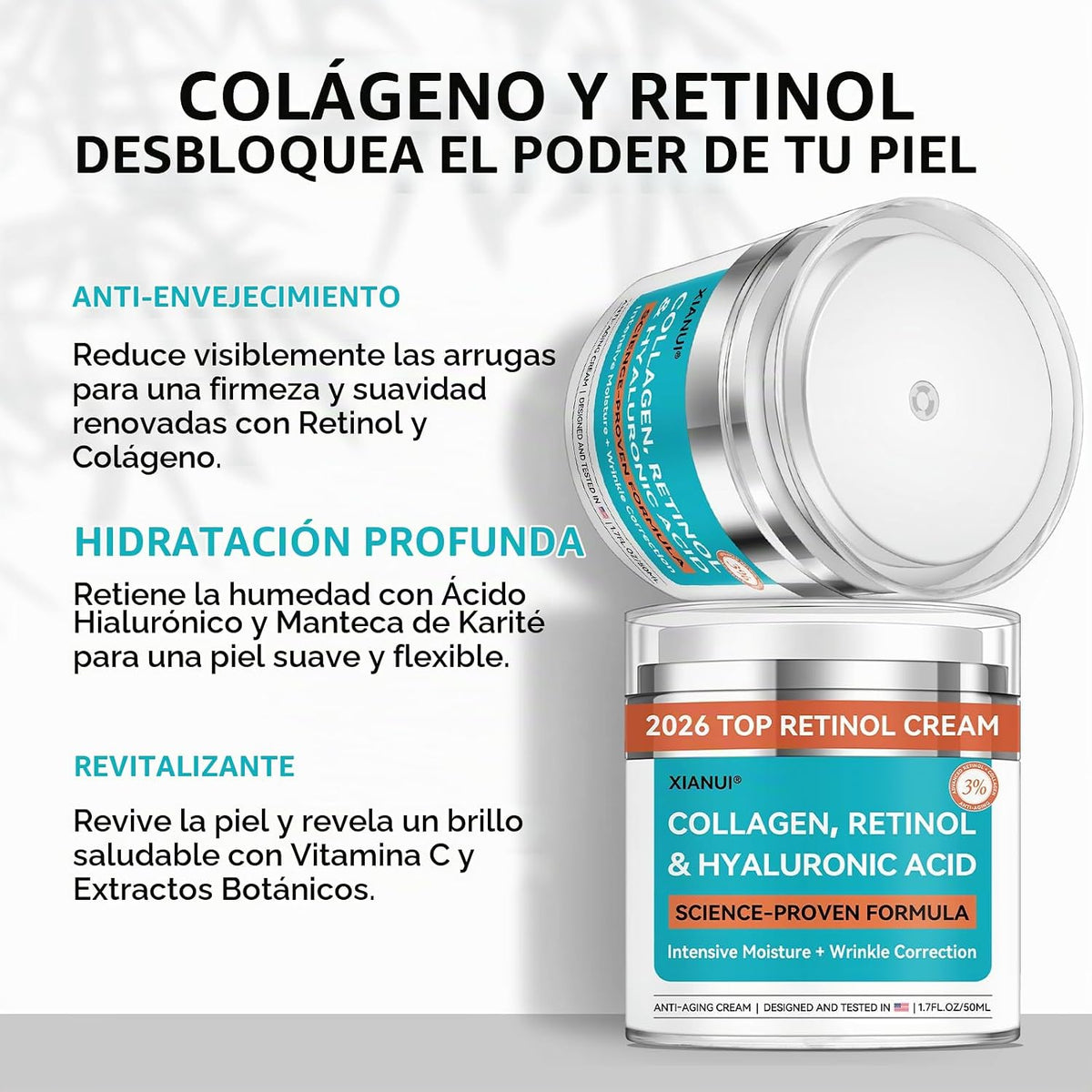 XIANUI Crema Facial de Retinol con Colágeno y Ácido Hialurónico - H...