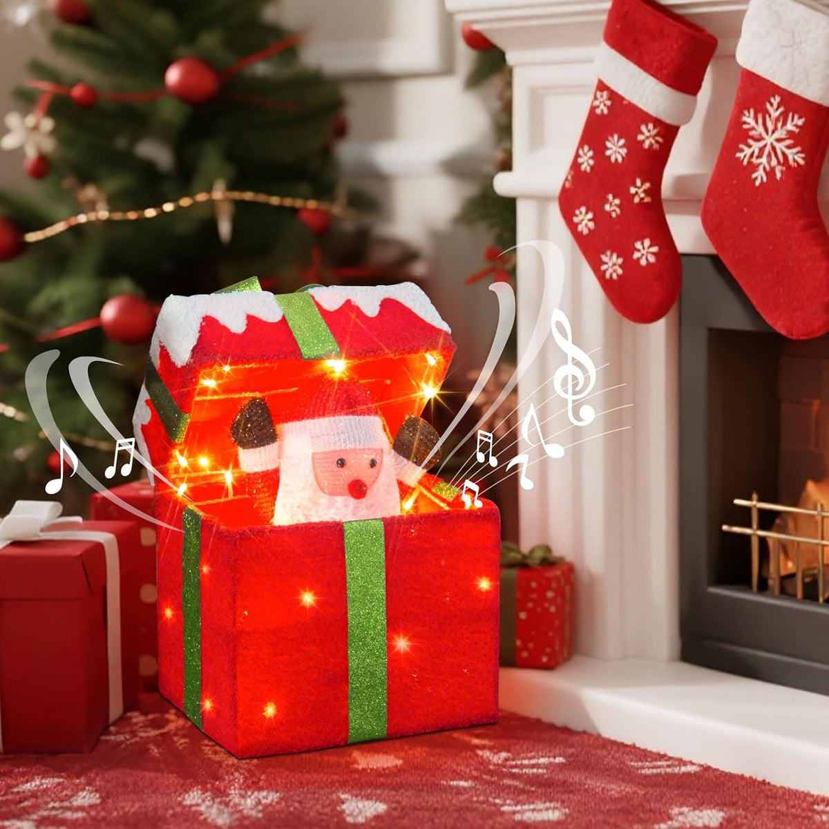 Decoraciones de Navidad para interiores Caja de regalo iluminada co...