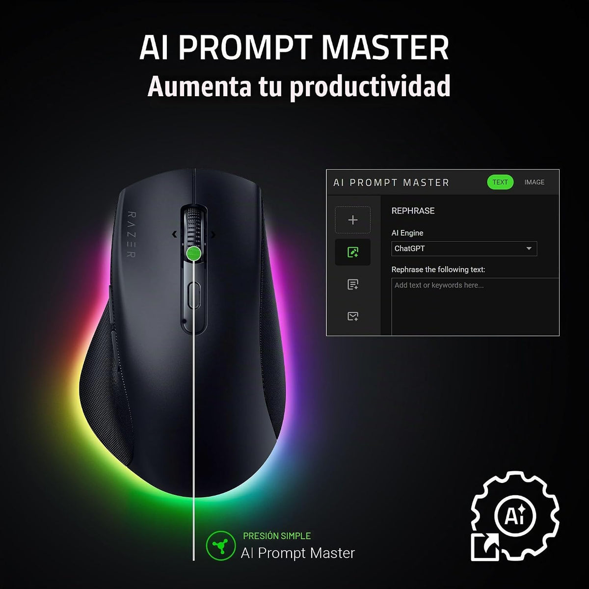 Razer Ratón inalámbrico Pro Click V2, diseño ergonómico para diestr...