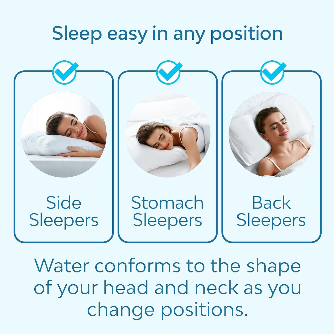 Mediflow Almohada de fibra de agua - Almohada de cama ajustable par...