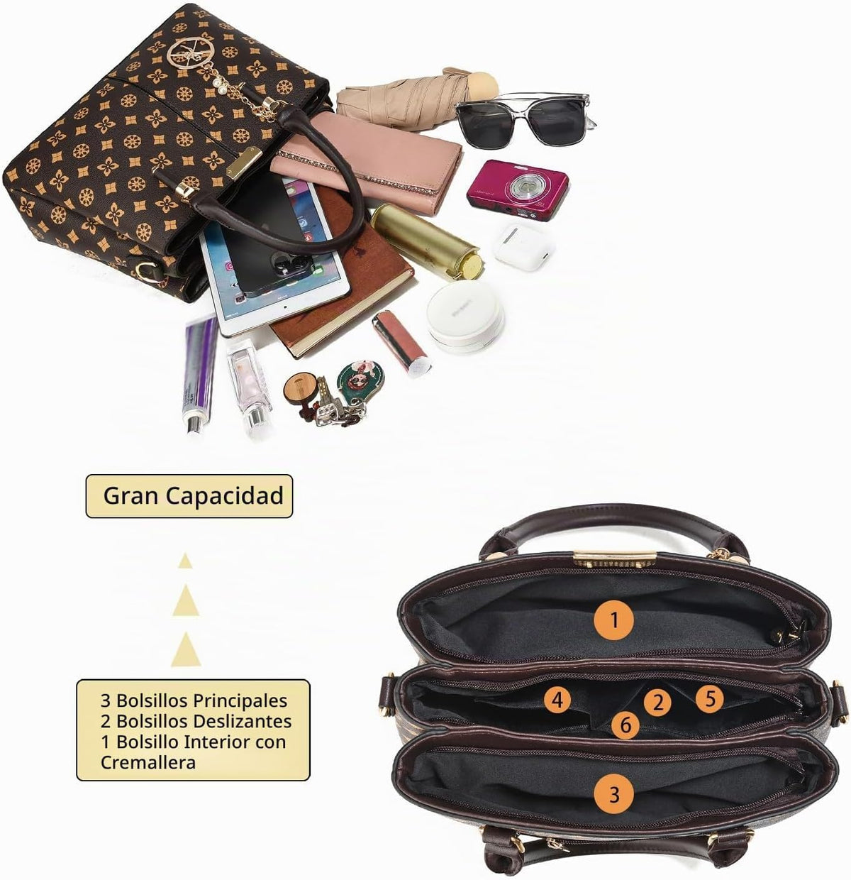 KURGOOL Bolsos y bolsos de mano para mujer, bolso de hombro con asa...