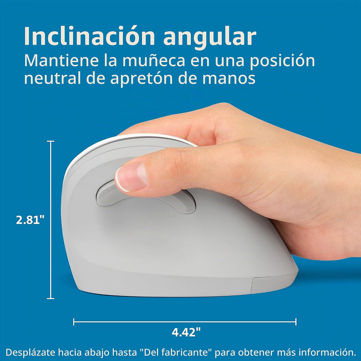 Kensington Pro Fit Ergo - Ratón inalámbrico vertical, color gris, b...