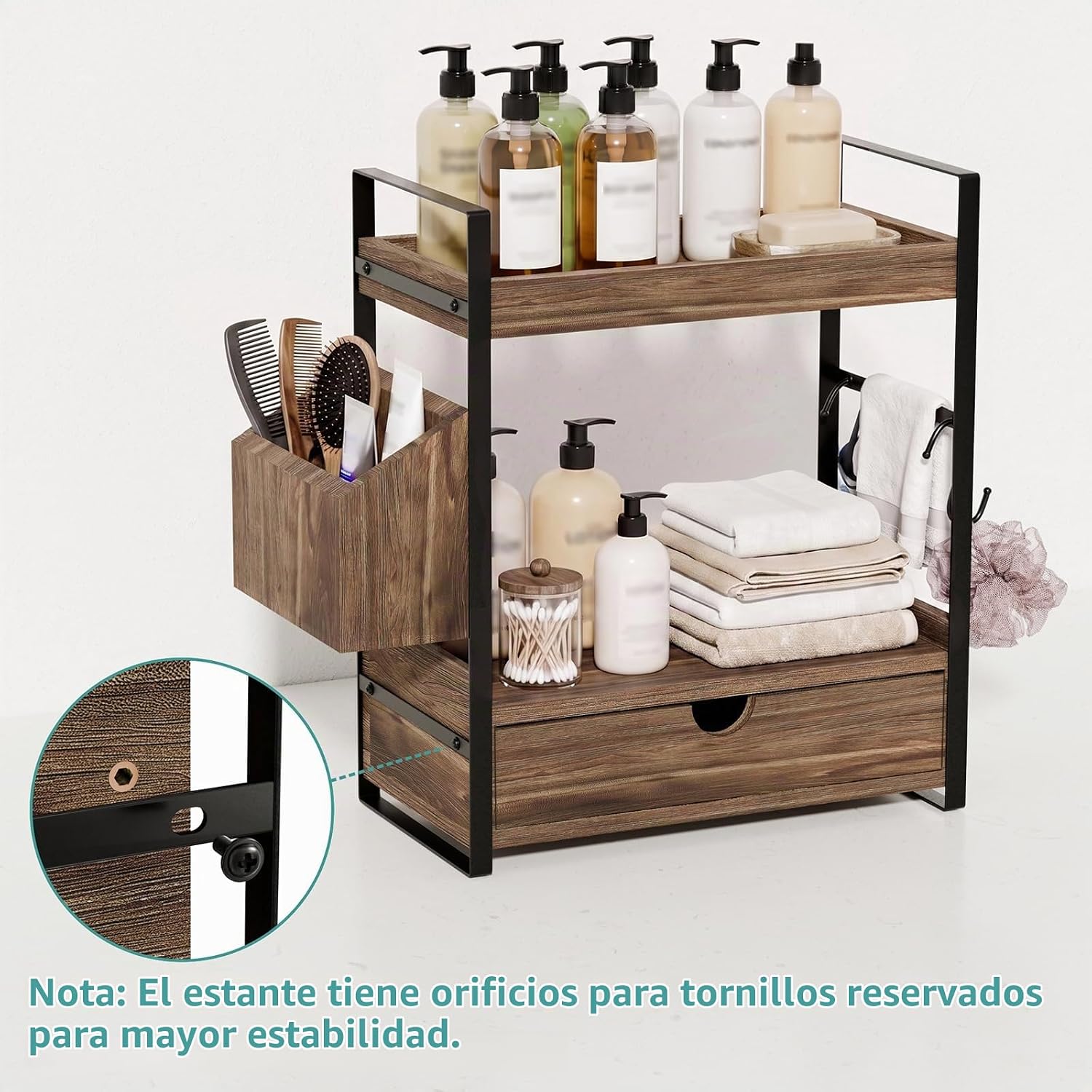 Kottwca Organizador de encimera de baño con cajón, organizador de e...
