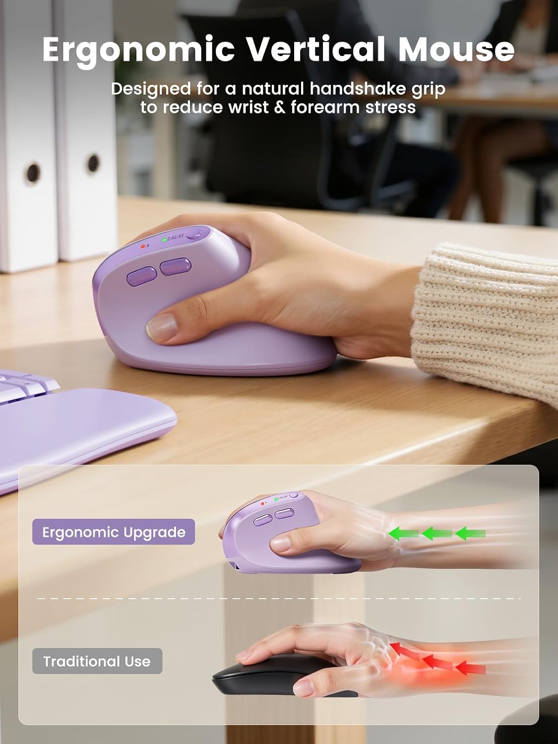SABLUTE Ratón ergonómico MAM3, ratón vertical para manos pequeñas y...