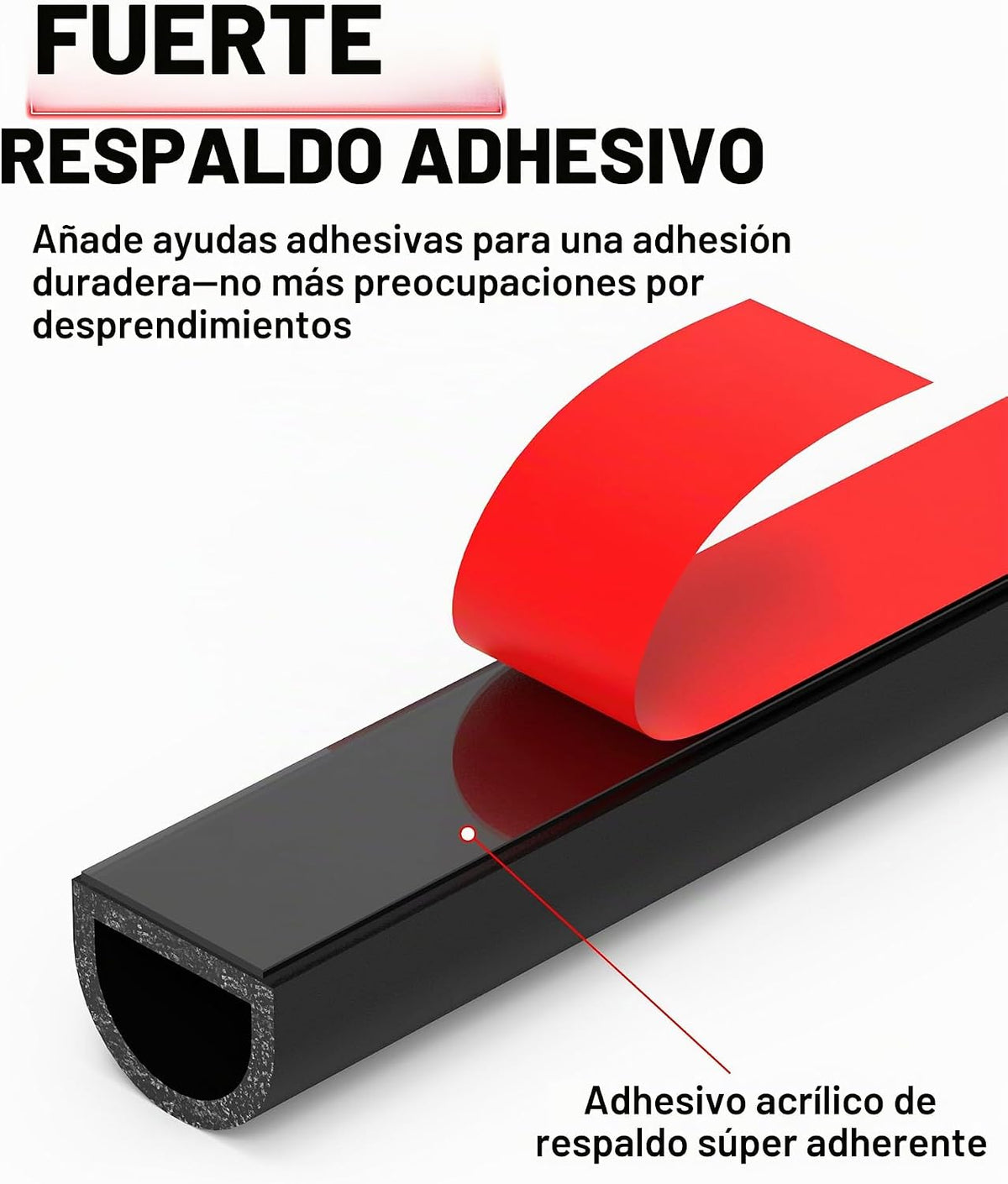 CHUANJI Burlete de goma autoadhesivo para puerta, en forma de D, ti...