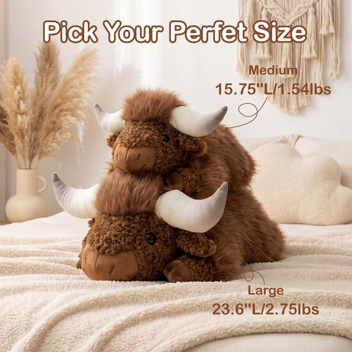 ZRUNBO Animales de peluche de vaca de las tierras altas, juguete de...
