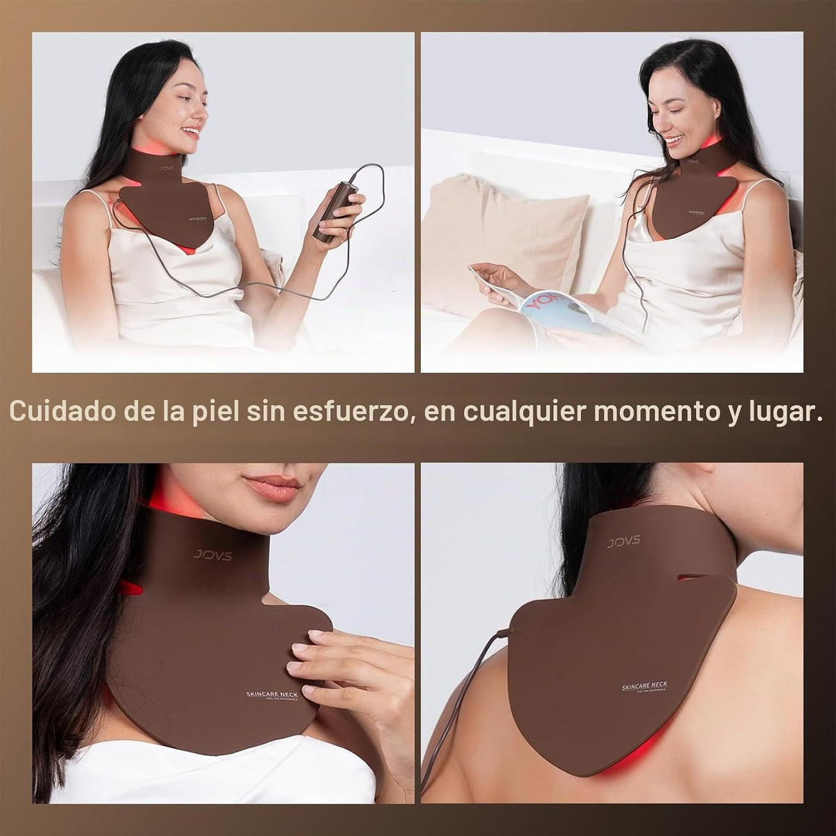 JOVS Máscara LED para cuello y pecho, terapia de luz roja LED para...