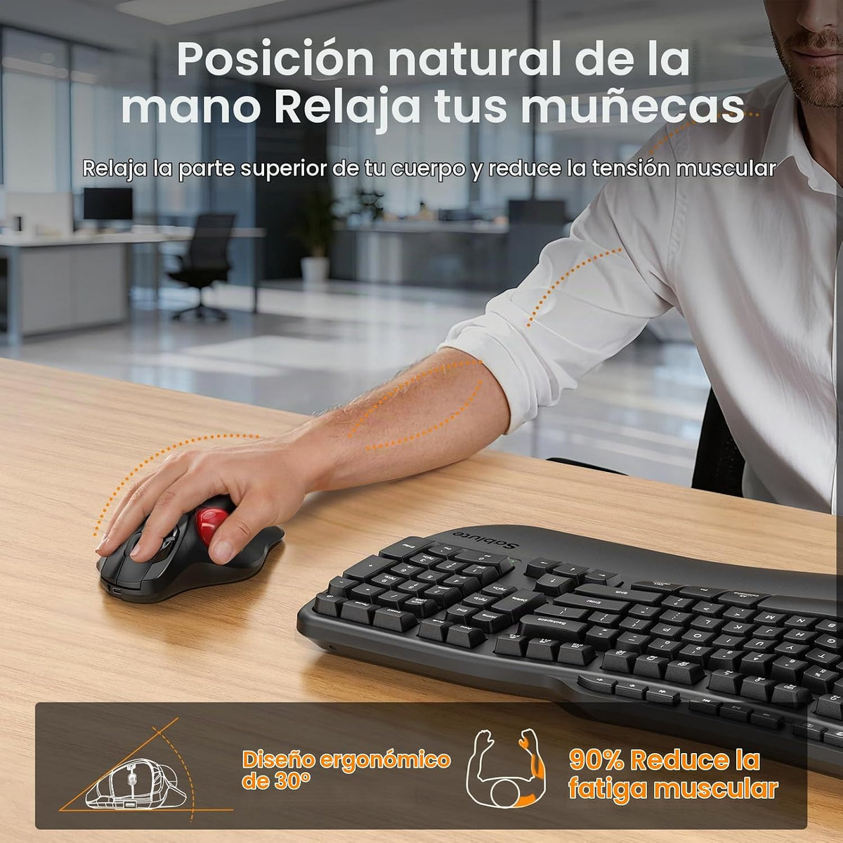 Ratón Trackball inalámbrico, dispositivos recargables del control d...