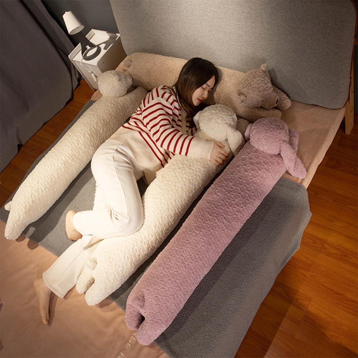 Hofun4U Almohada de felpa de conejo, animal de peluche de conejo, a...