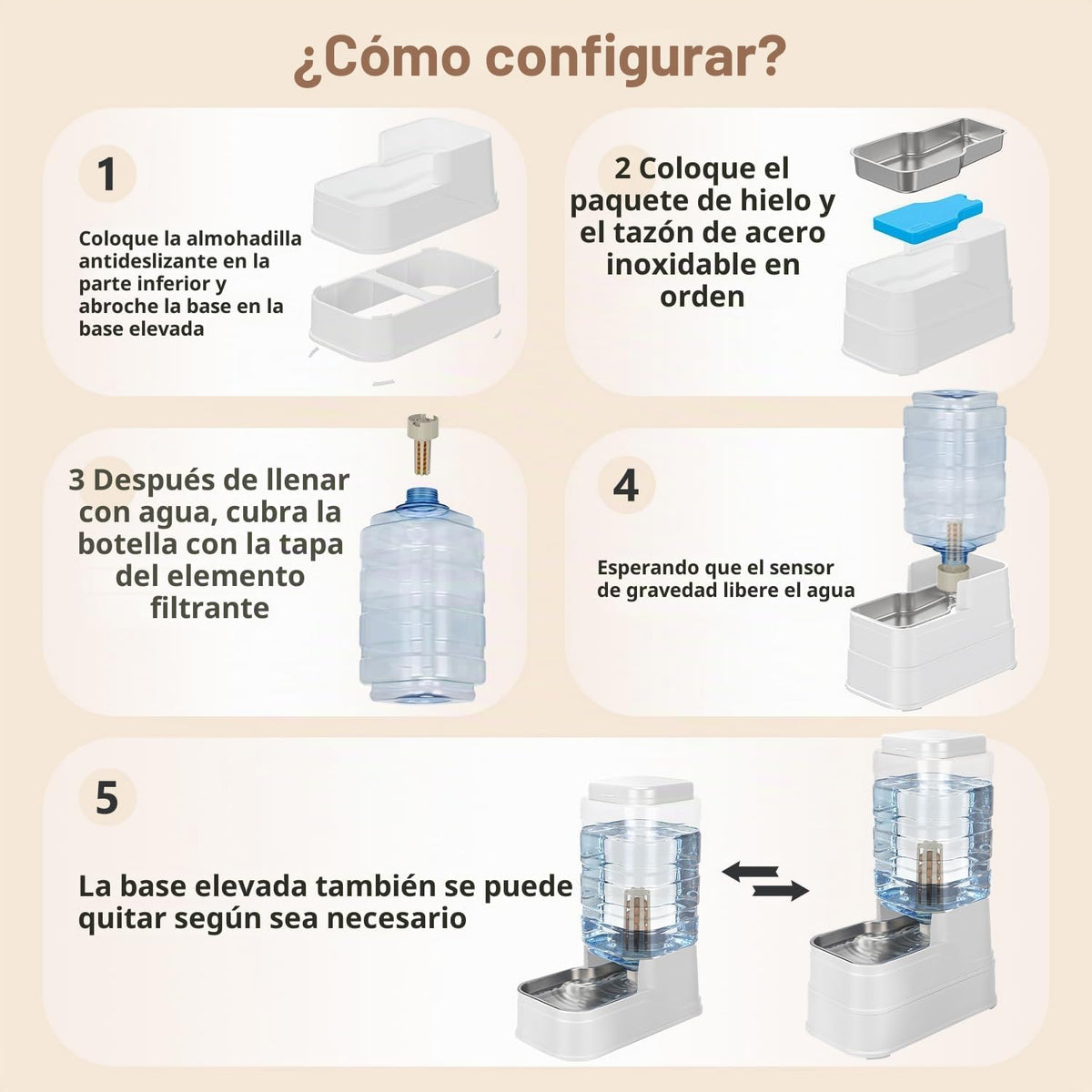 Dispensador de agua automático para mascotas de 2.2 galones para pe...