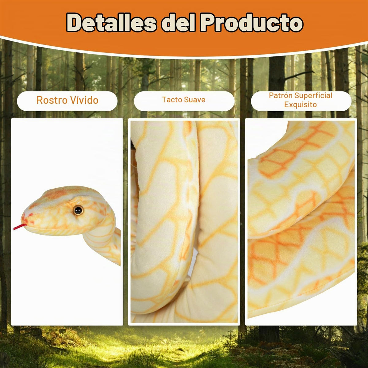 BRINJOY - Peluche de serpiente gigante, 149 pulgadas de gran animal...