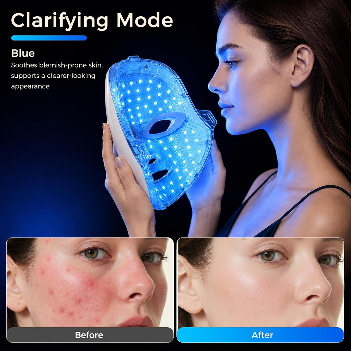 Máscara de terapia de luz roja para cara y cuello, cobertura facial...