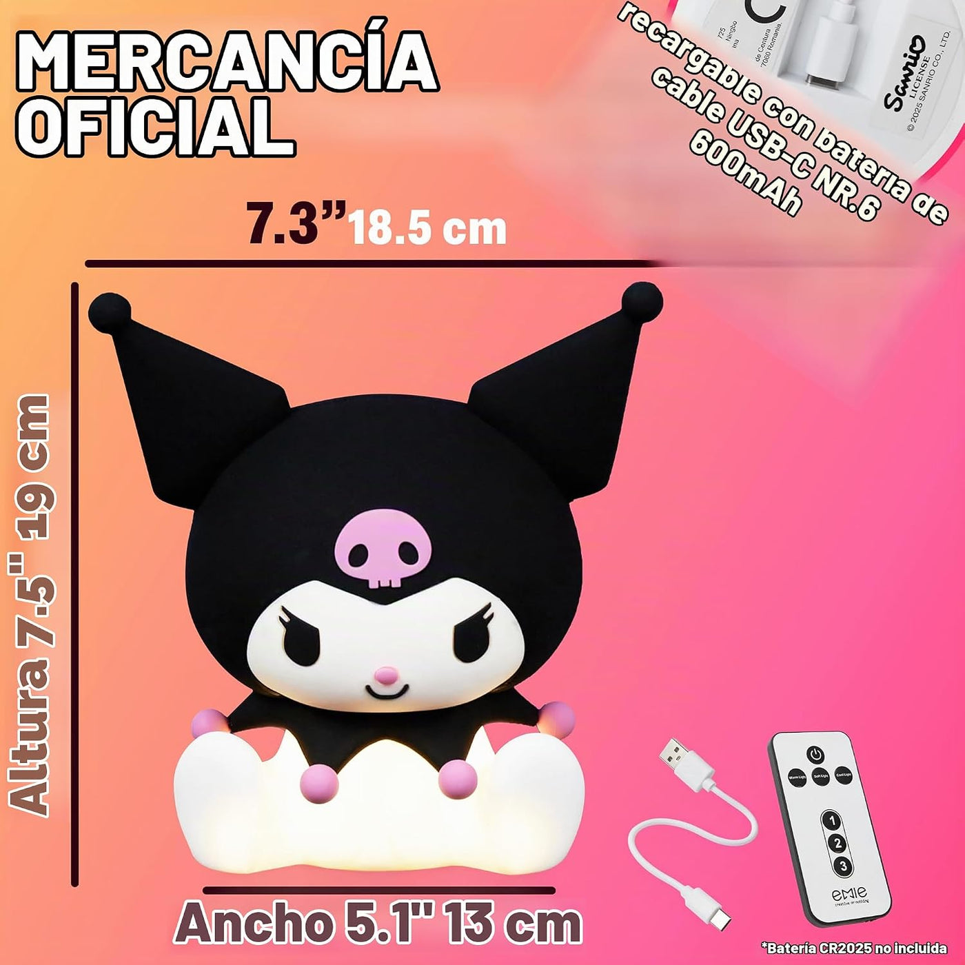 Get Trend Kuromi Sanrio - Luz nocturna de silicona para niñas, adol...