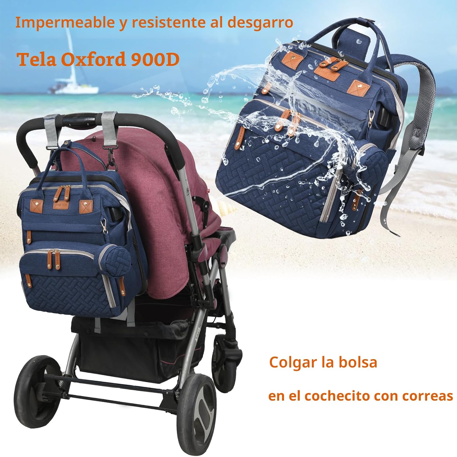 Astro alan - Bolsa de pañales para bebé con cambiador, mochila impe...