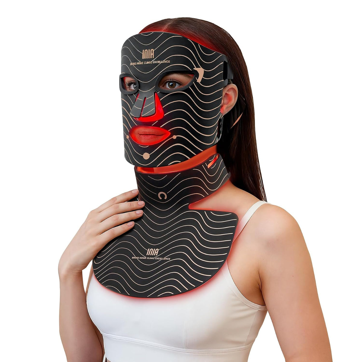 Máscara de terapia de luz roja INIA para rostro, cuello y pecho, NI...