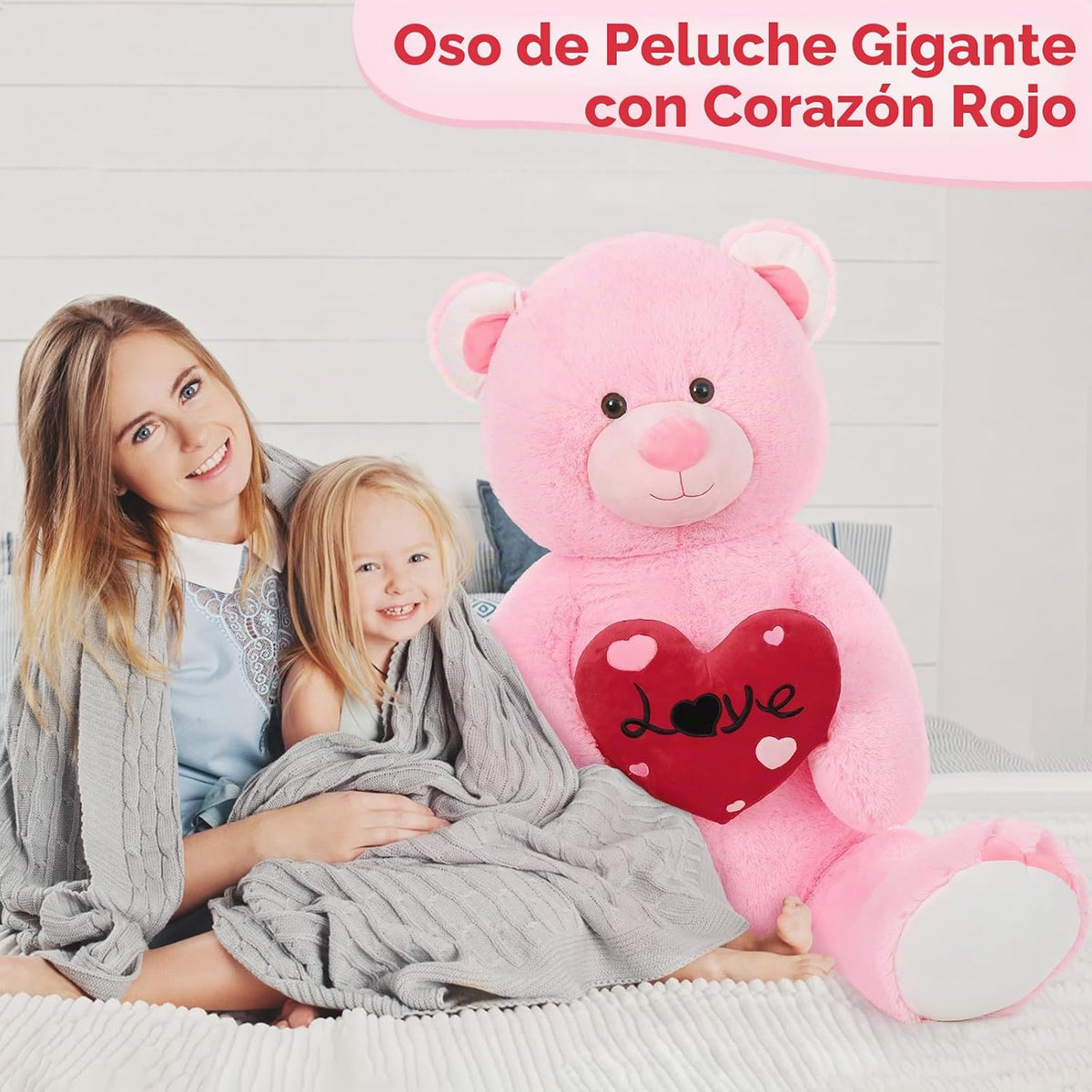 MaoGoLan Oso de peluche rosa grande de 51 pulgadas, regalos de San...