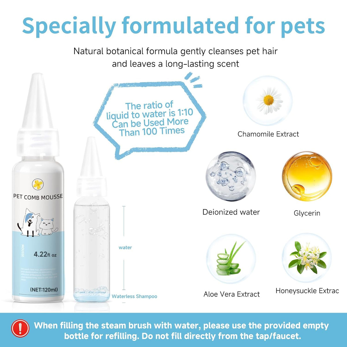 Cepillo de vapor para mascotas para perros y gatos, suministros de...