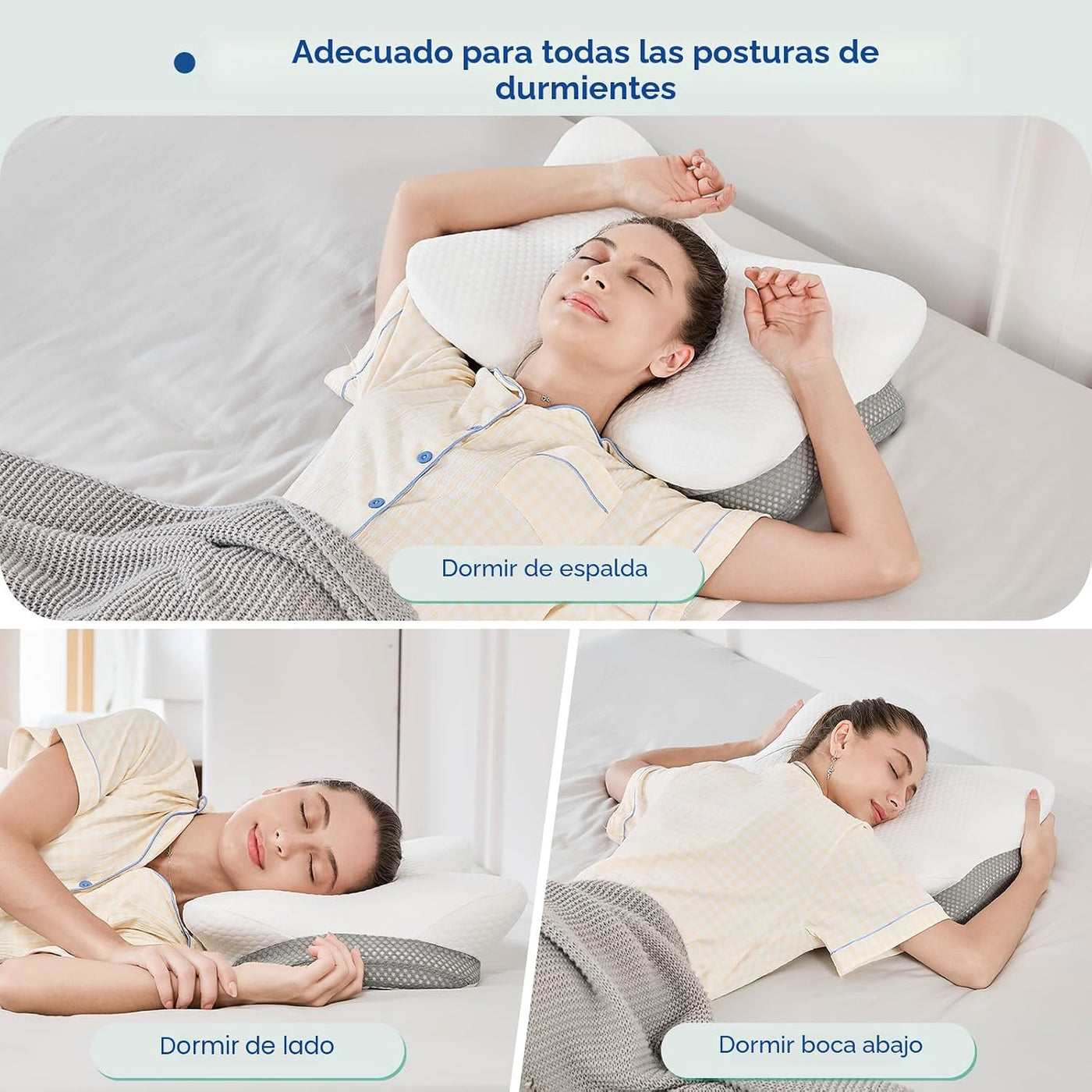JOYENERGY Almohada cervical ergonómica de espuma viscoelástica para...