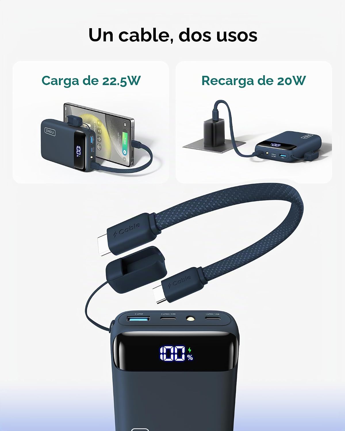 INIU Cargador portátil, banco de carga rápida más pequeño del poder...