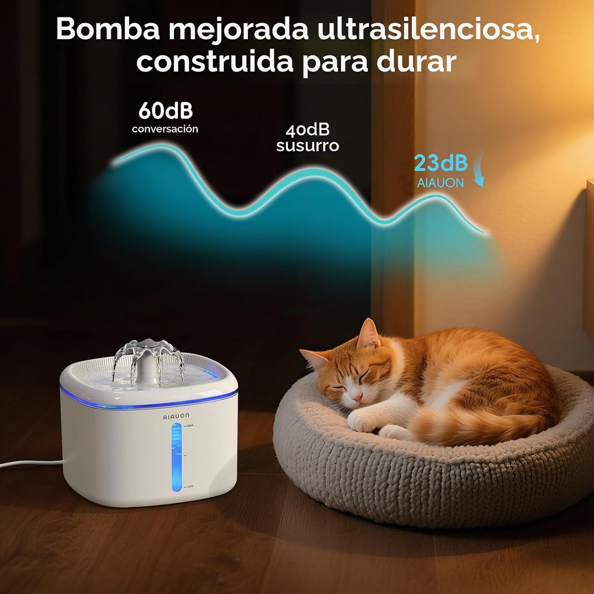Fuente de agua para gatos, fuente para gatos de 84 onzas \/ 2.5 L,...