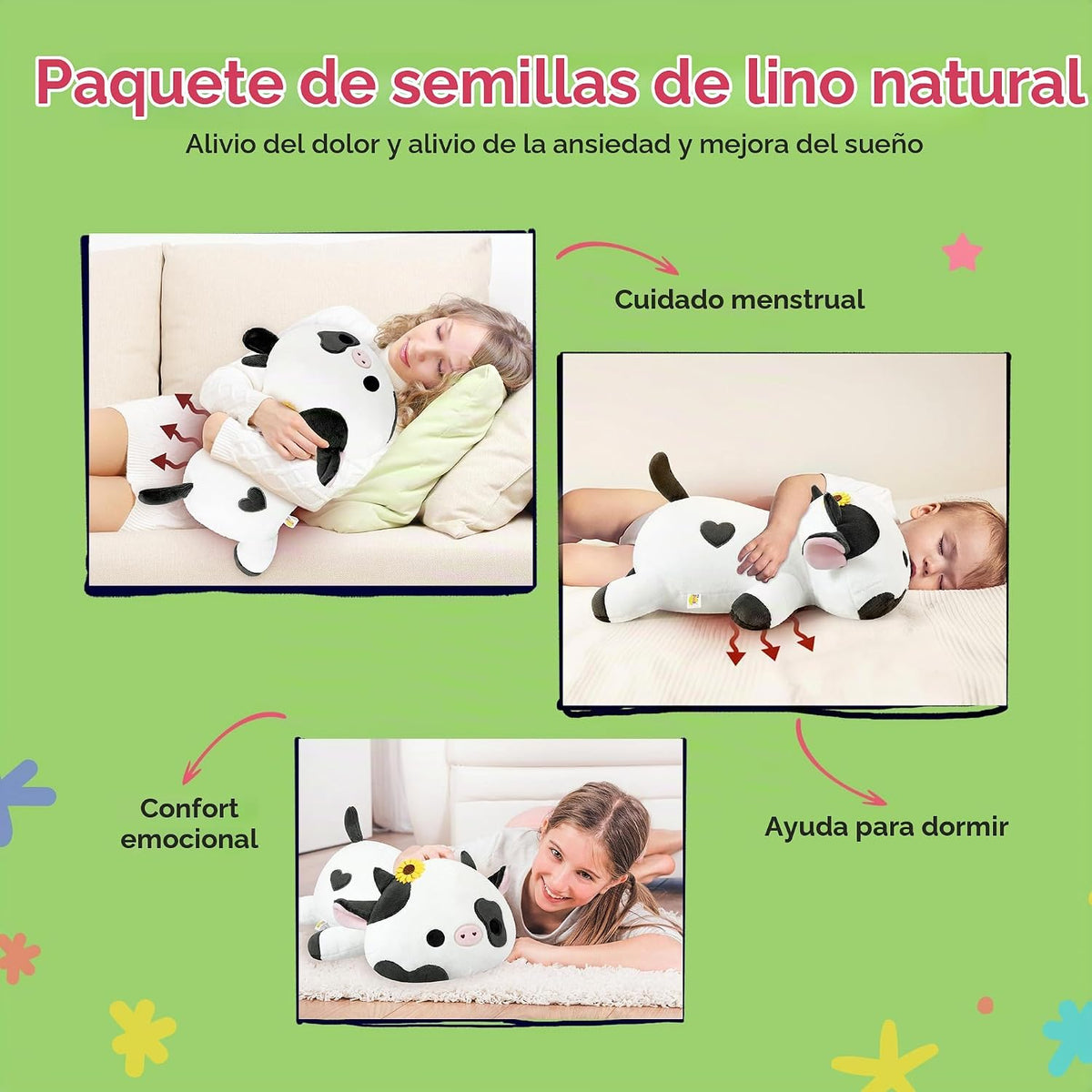 Onsoyours Animales de peluche originales de vaca girasol con peso y...