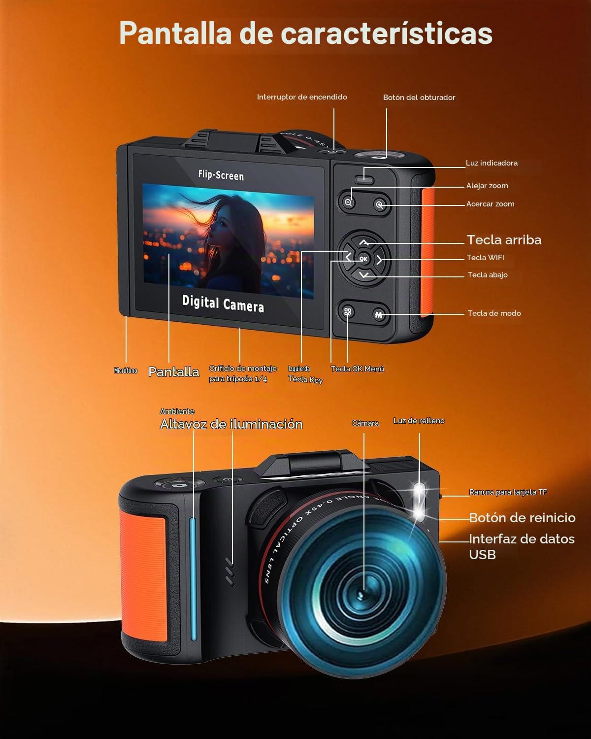 RAZPLYN Cámara digital 6K 96MP Vlogging Cámara para YouTube con pan...