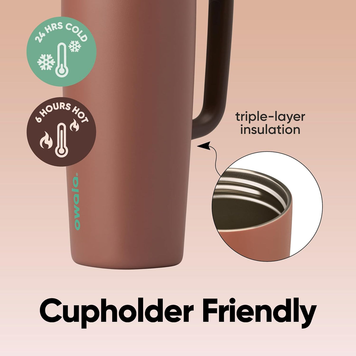 Owala SmoothSip Slider - Taza de viaje aislada de acero inoxidable...