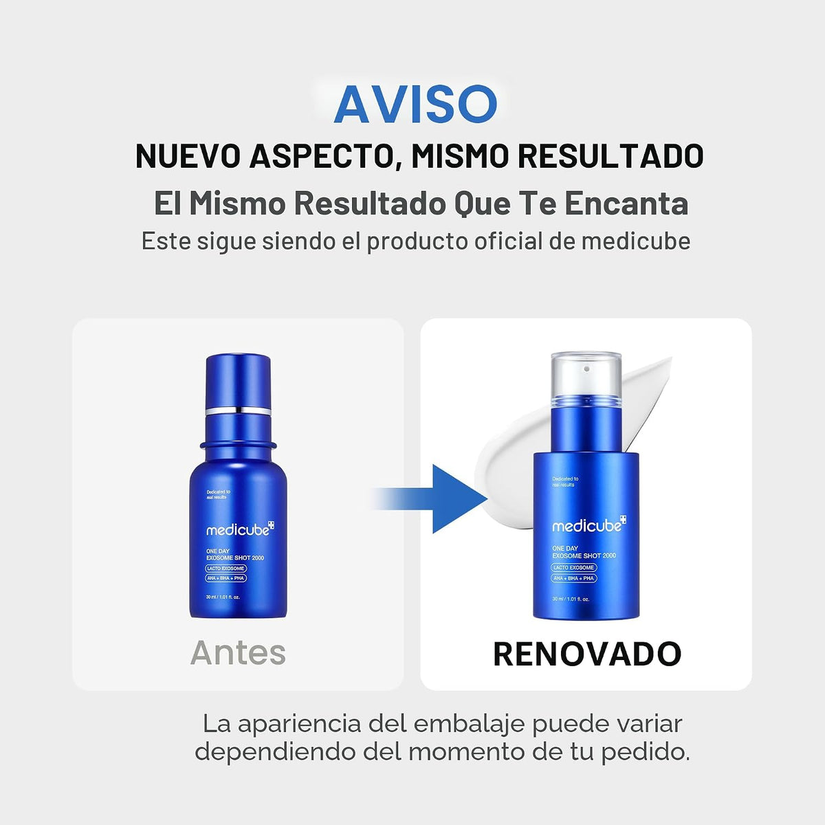 medicube Exosome Shot Zero 2,000 PPM Spicule Facial Serum Para Poro...