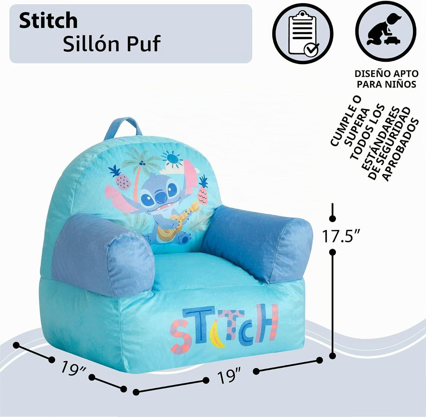 Disney Stitch - Sillón de sofá para niños, sillón de felpa suave pa...