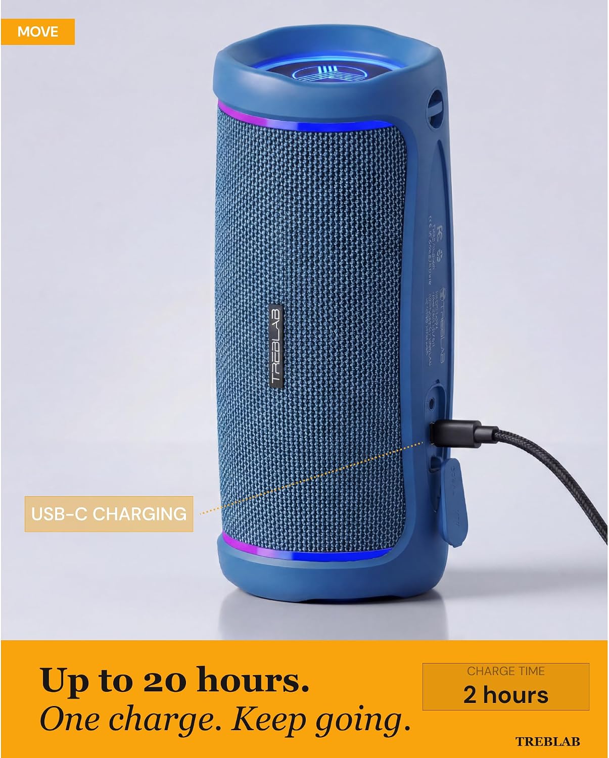 TREBLAB HD77 Altavoz Bluetooth impermeable, graves profundos de 30...