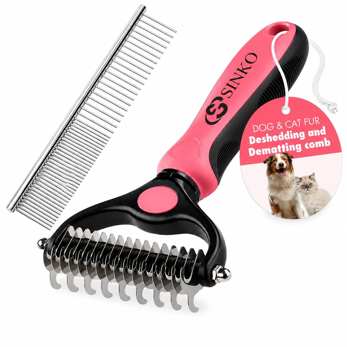 Sinko Cepillo de pelo para perros y gatos, peine de aseo y desenmas...