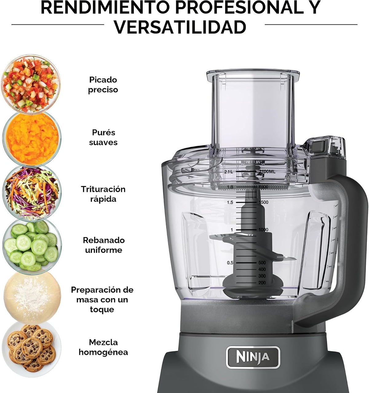 Ninja procesador de alimentos, Professional Plus, 1000 vatios de po...