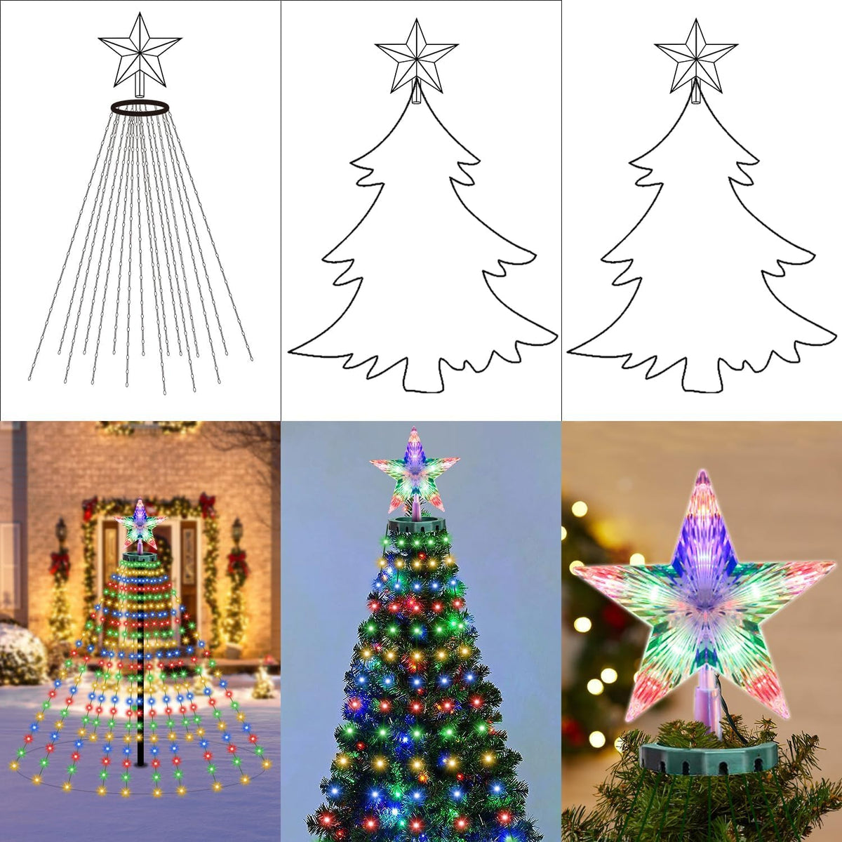 410 luces LED para árbol de Navidad con estrella superior, tira de...