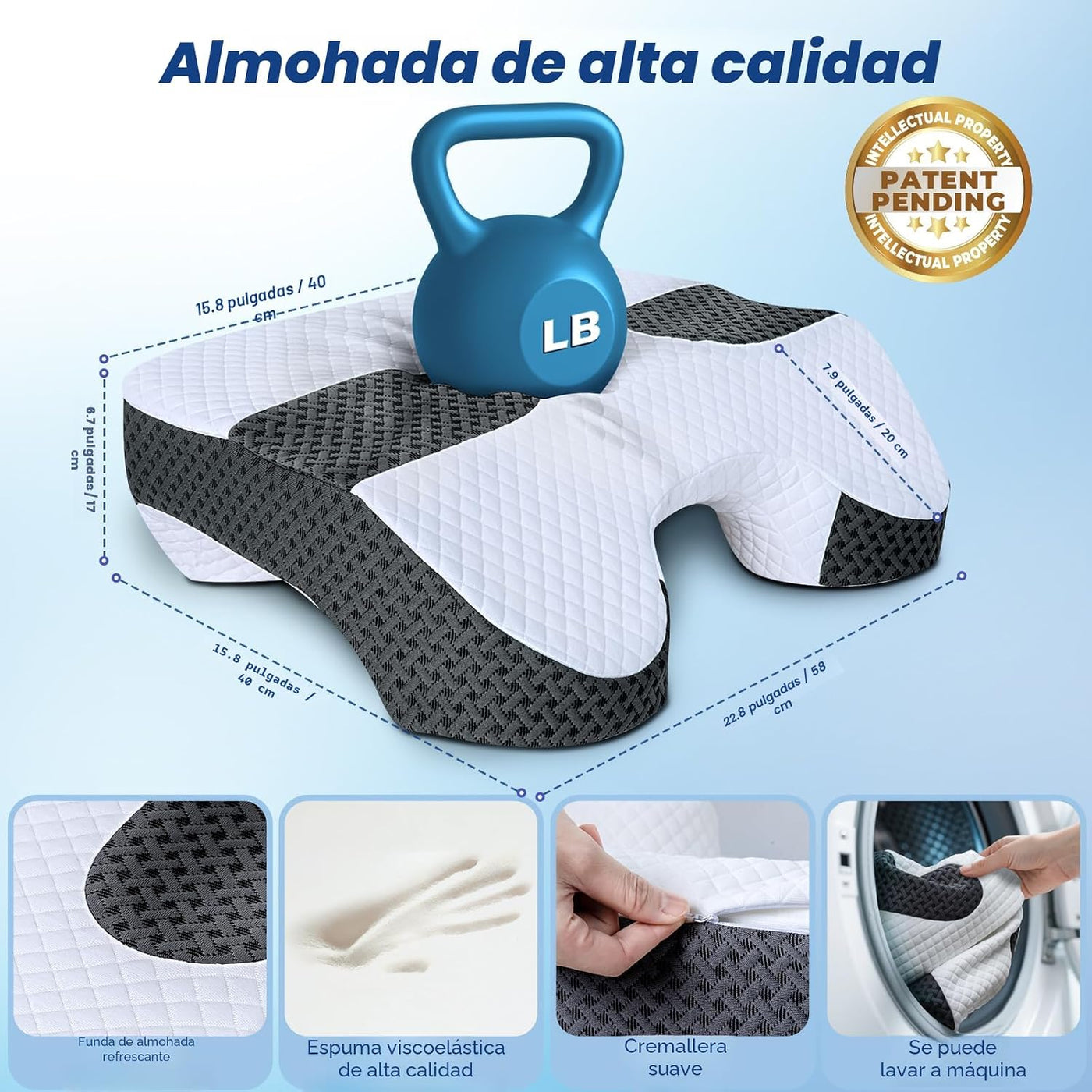 SAHEYER almohada para dormir de lado con agujeros para brazos, sist...