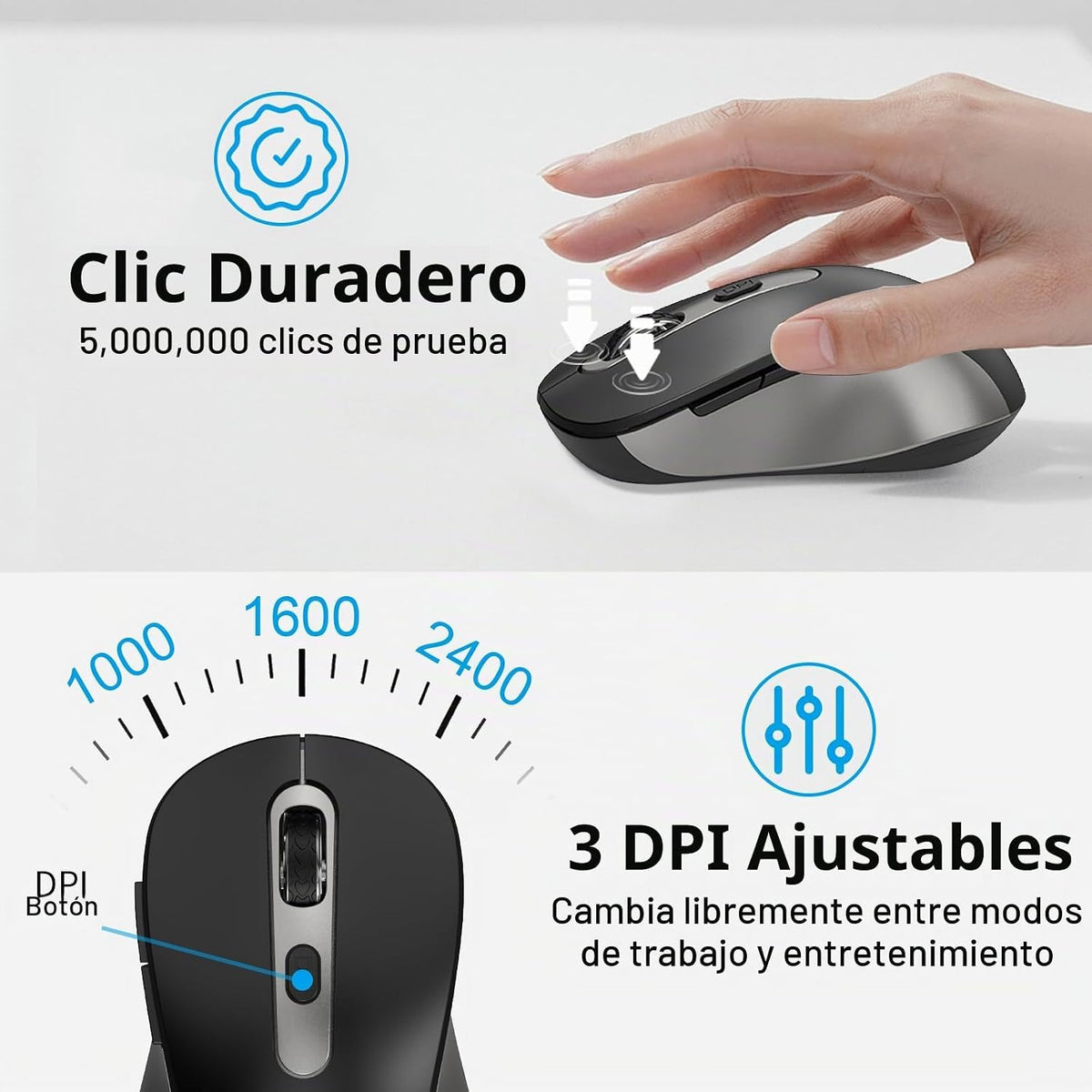 Mouse inalámbrico para laptop, PC, Chromebook, Mac, MacBook, mouse...
