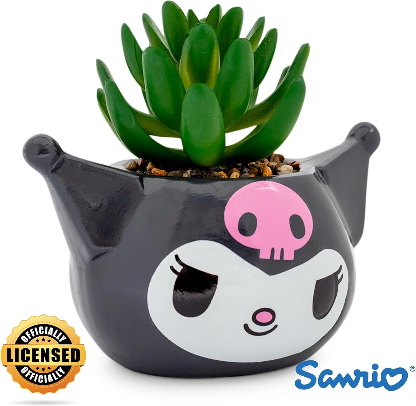 Toynk Sanrio Kuromi Smiling Head - Mini maceta de cerámica esculpid...